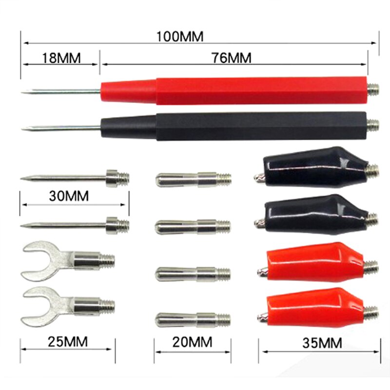 16Pcs/Set Universal Digital Multimeter Probe Test Leads Cable Pin Meter Tester Needle Tip Lead Probe Alligator Clip Pen Kit
