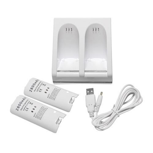 Wit Charger Dock Station 2 Batterij Packs voor Nintendo Wii Afstandsbediening