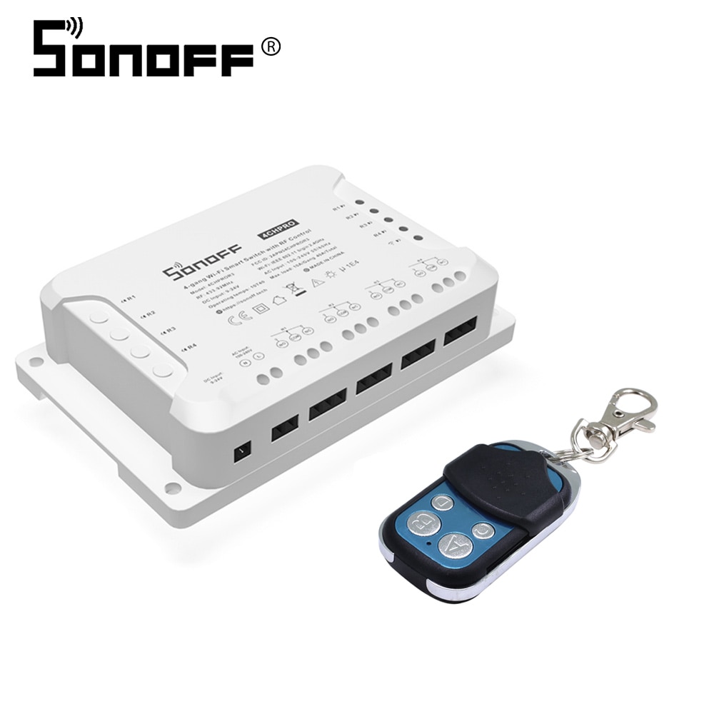 Itead Sonoff 4CH Pro R3 4 Kanalen Diy 433Mhz Rf Smart Switch 220V Tippen Interlock Zelfsluitende relais Wifi Schakelaar Smart Home