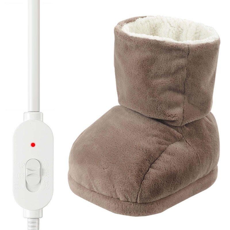 Scaldapiedi invernale lavabile scarpe peluche riscaldamento scaldapiedi elettrico: marrone