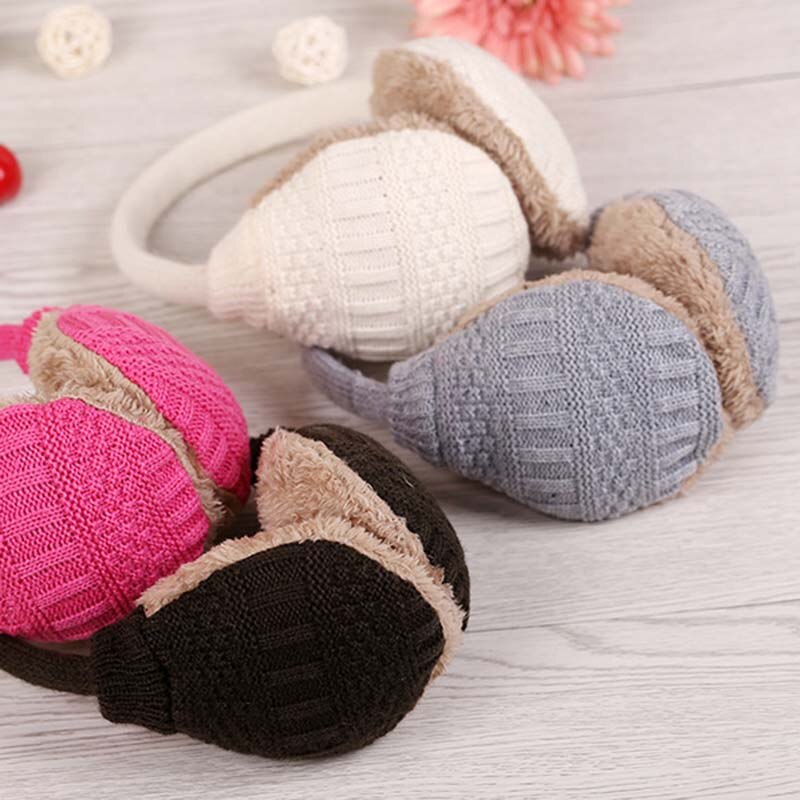 Calentadores de orejas de felpa para mujer, orejeras cálidas de punto para invierno, Protector de orejas,