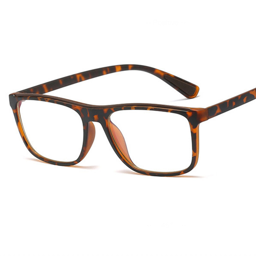 Classic Retro Myopia Nerd Eye Glasses Frames for Men Matte Brown Rectangle Clear Lens Glasses Acetate Male Grade Glasses: Leopard Frame