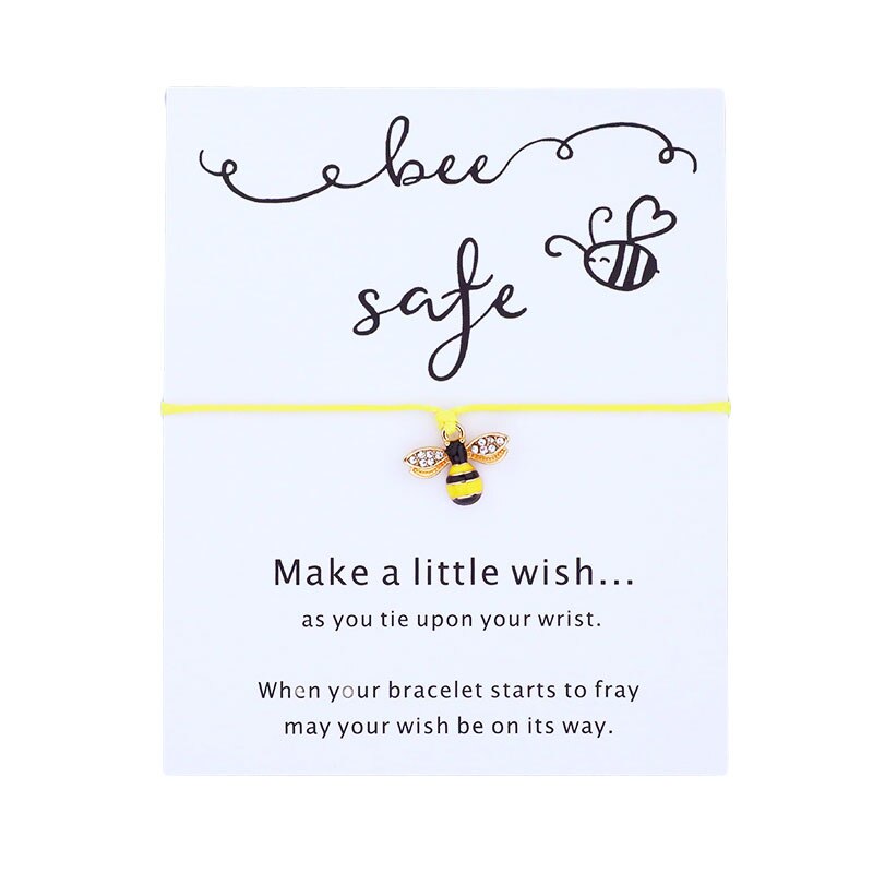Bee Safe Wish Bracelet Cute Bee Charm Lucky Red String Bracelet Bee Jewelry for Women Men Friendship Bracelet Motivational