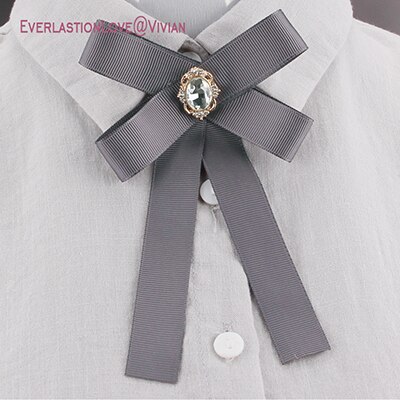 SUQI Mode Boog Broches Pins sieraden Voor Vrouwen Lint Das Broche vrouwen kinderen broche tie voor Party bruiloft: dark gray