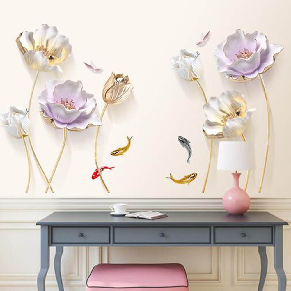 Chinese Style Flower 3D Wallpaper Wall Stickers Living Room Bedroom Bathroom Home Decor Decoration Poster