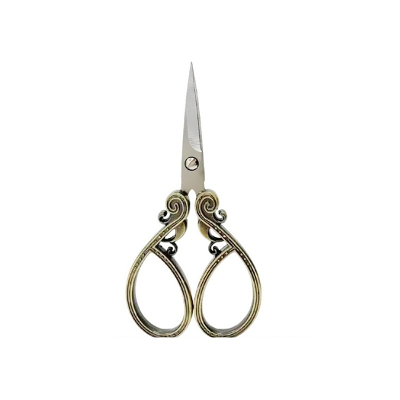 Tijeras Vintage para cortar tela de acero inoxidable, tijeras de sastre para manualidades, hilo de bordar, suministros de herramientas de costura: Small Green Brown