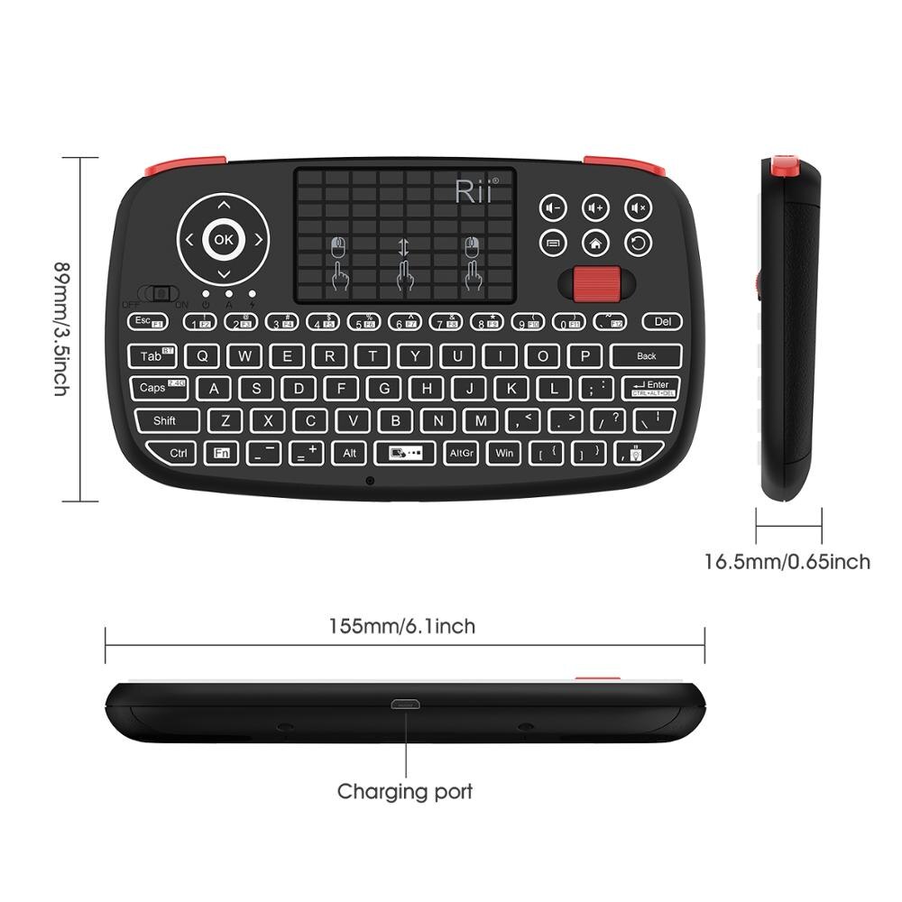 Rii i4 Mini Bluetooth Keyboard 2.4GHz Dual Modes Handheld Fingerboard Backlit Mouse Touchpad Remote Control for Windows Android