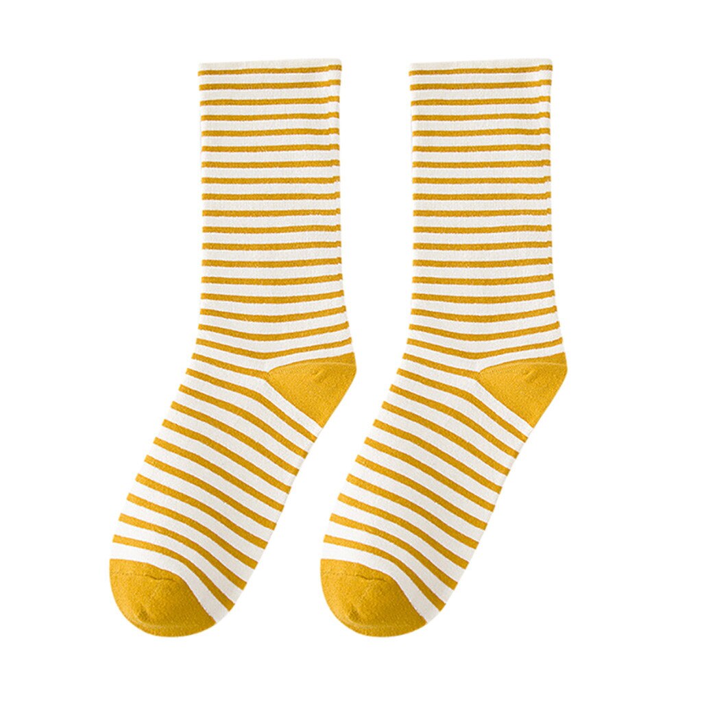 CHAMSGEND women's Japanese women's socks striped pile socks cotton breathable socks casual comfort cotton socks: Yellow