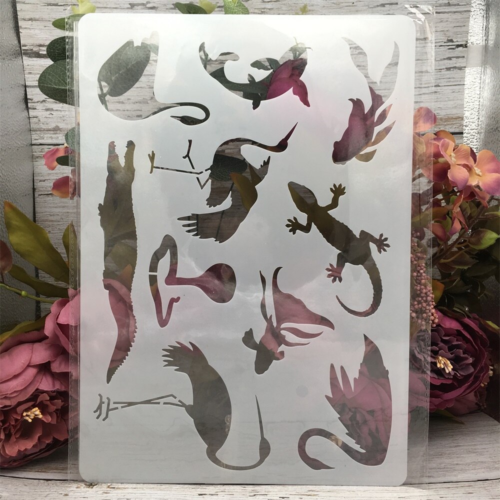 4 stuks  a4 29*21cm giraffe wilde dieren diy gelaagdheid sjablonen schilderen plakboek kleuren reliëfalbum decoratief sjabloon