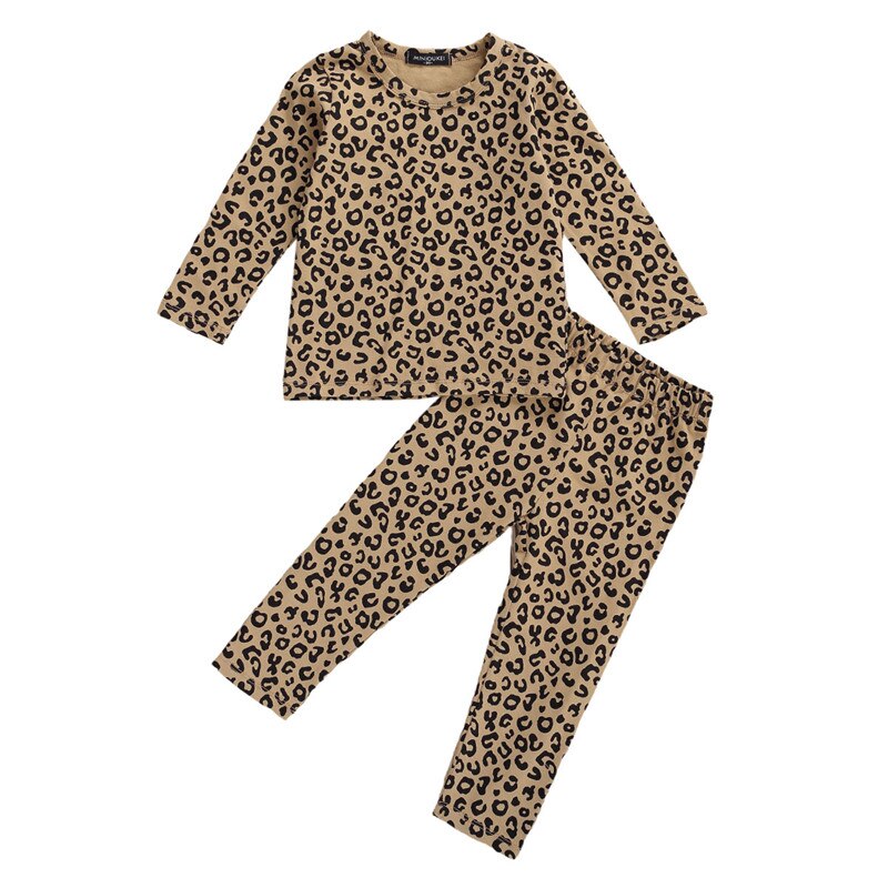 Kids Pajamas Children Sleepwear Baby Leopard Print Pajamas Sets Boy Girls Pyjamas Pijamas Cotton Nightwear Clothes Kids Clothing: Leopard / 5T