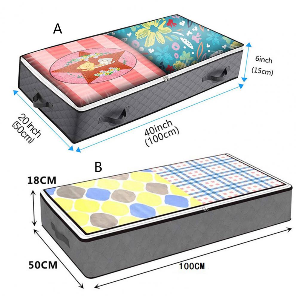 Sac de rangement de lit pliable en tissu Non tissé, organisateur de couverture à forte charge pour la maison, grande capacité 2 pièces