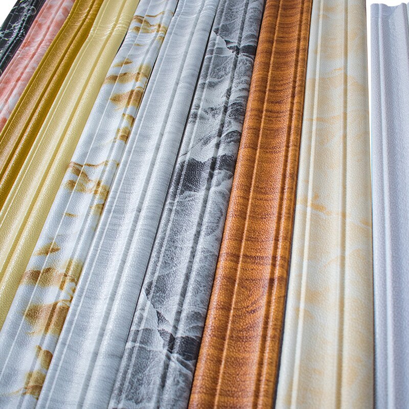 2.3M Length 3D Foam Wall Stickers Waterproof Waist Line Living Room Kitchen Baseboard Self-Adhesive Vintage Wallpaper Border