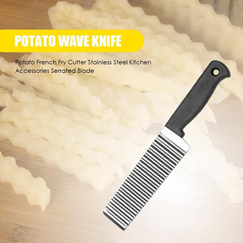 French Fried Potato Knife Stainless Steel Kitchen Accessories Sawtooth Blade Easy Slicing Banana Fruit Potato Wave Knife Chopper