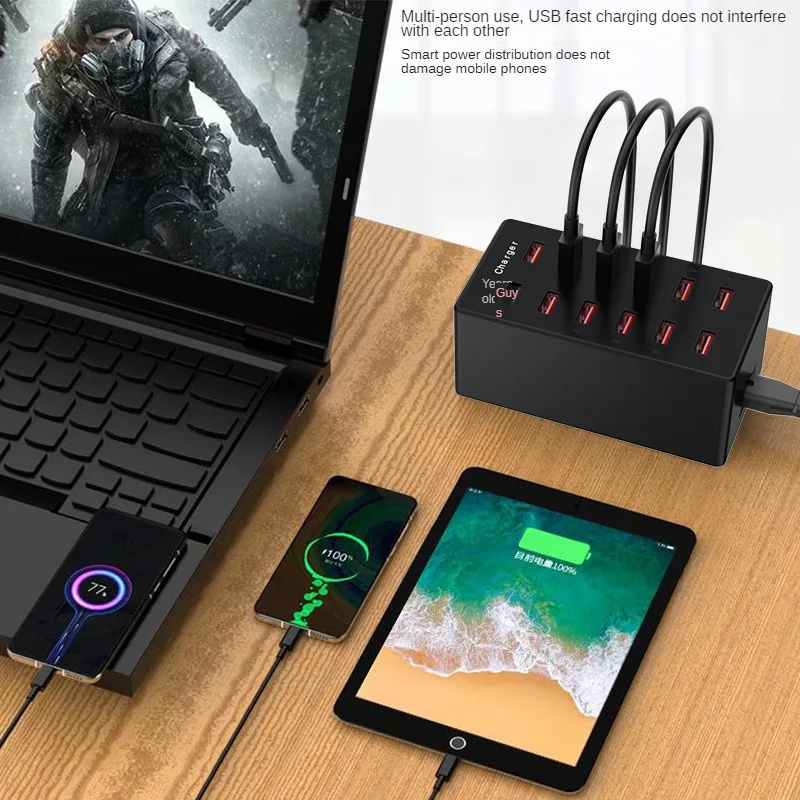USB-laadstation 12-poorten oplader Desktop laadstation USB-oplaadhub Abs snel opladen mobiele telefoon US / EU / UK-stekker