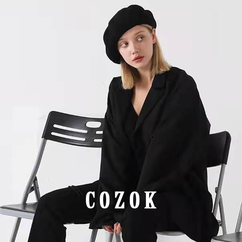 Boinas de punto para mujer, boina a la , suave, Flexible, sólido, cálido, Vintage, para invierno