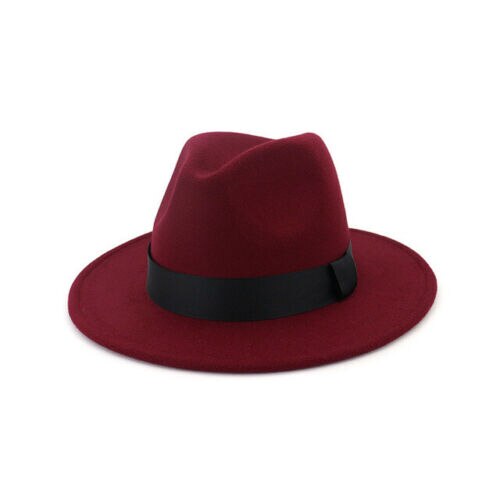 Ademend Effen Kleur Klassieke Zwarte Elastische Fedora Hoed Unisex Wolvilt Jazz Hoeden Mannen Vrouwen Brede Rand Panama Trilby cap: 17