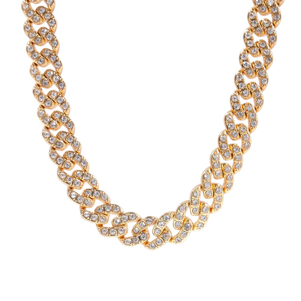 Uwin 9Mm Miami Link Rhinestone Cubaanse Ketting Volledige Iced Out Punk Bling Charm Hip Hop Sieraden Statement Ketting