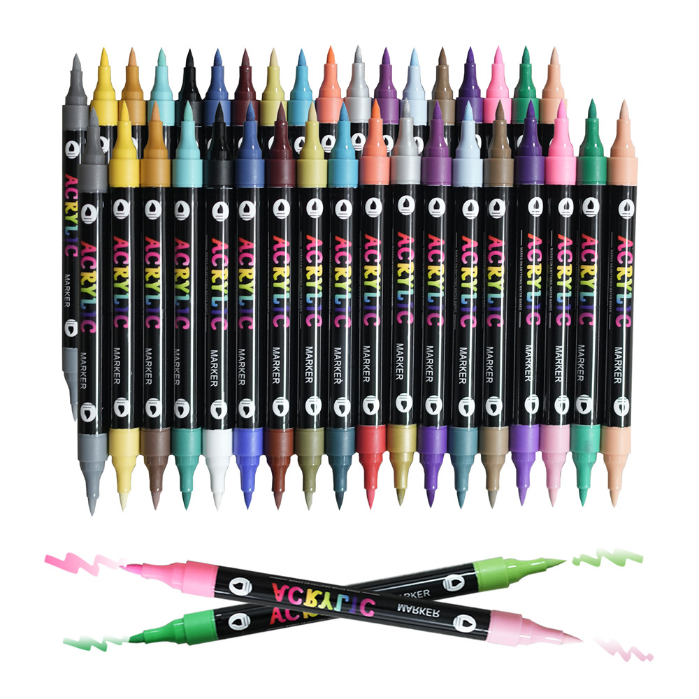 Rotuladores de pintura acrílica de doble punta, 72 colores, paquete de 36 marcadores de arte, juego de marcadores de dibujo para manualidades DIY, suministros de arte