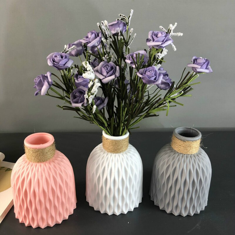 Jarrones de plástico modernos, jarrón de flores anticerámica europeo, elementos de decoración para boda hogar, de ratán, irrompible, simplicidad, macetas