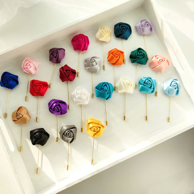 Alfileres Boutonniere para novio para hombre, ramillete de boda, broche para mujer, flores, rosas, ojal de seda para padrino de boda, accesorios para traje de matrimonio, graduación A