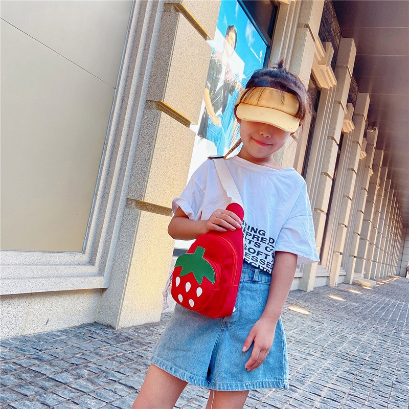 Baby Handtasche Kinder Nette Erdbeere Muster Kreuz-körper Handtasche Mädchen Schulter Messenger Bag Outdoor Neuheiten