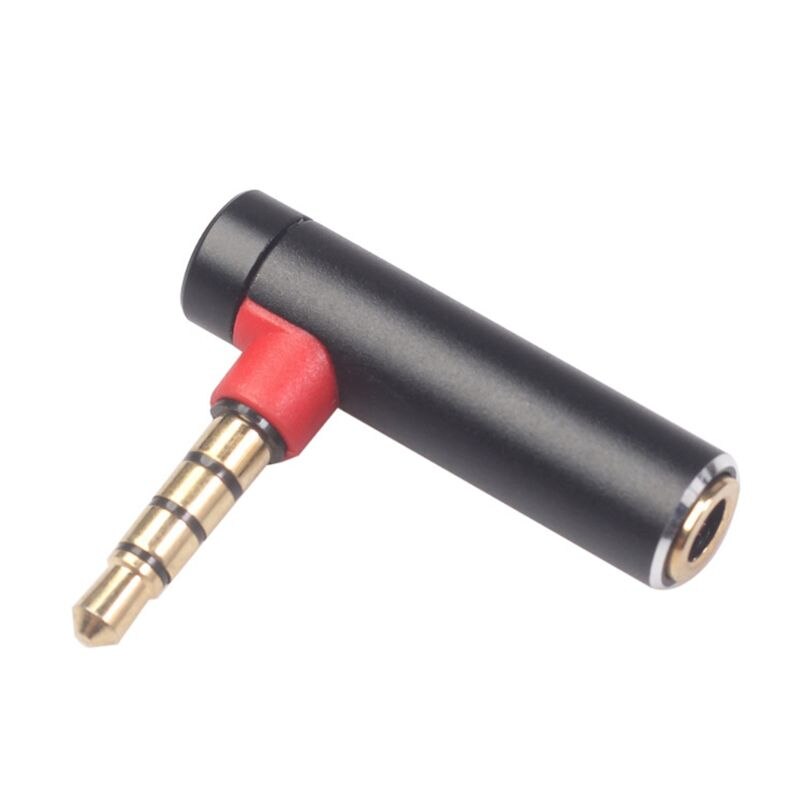 Adaptador macho a hembra de 3,5mm, convertidor de ángulo recto de 90 grados, conexión de codo en forma de L, Cable de auriculares: Black