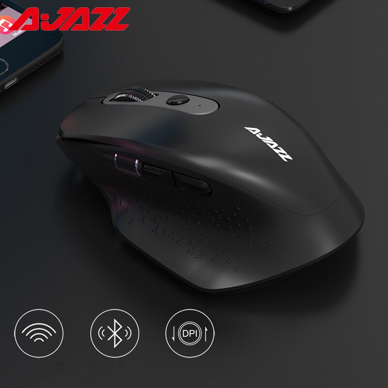 Ajazz I660T Bluetooth Muis Oplaadbare Drie Mode 2.4G Draadloze Bt Computer Muis Side Roller Ergonomische Muis Voor Laptop Pc