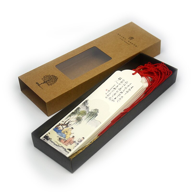 1pcs Tang poems and ancient paintings bookmarks five words Chinese elements year abroad student prizes
