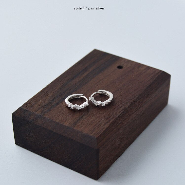 925 Sterling Zilveren Oorbellen Delicate Ronde Zirkoon Oor Ring Oor Bot Oor Gesp Wilde Persoonlijkheid Vrouw Meisje Oor Sieraden: 1pair silver style1