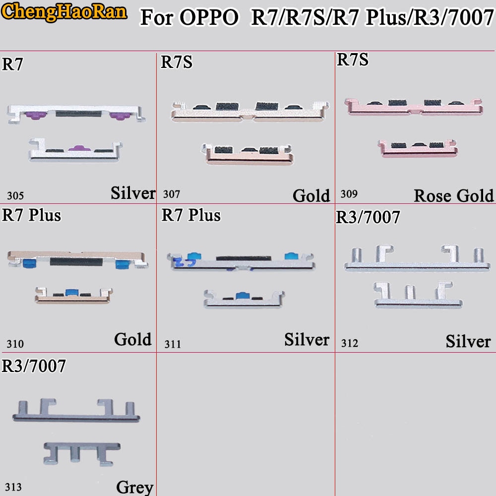 ChengHaoRan 1 Juego para OPPO R7 R7S R7 Plus R3 7007 botón lateral botón de encendido + volumen botón interruptor botón conjunto piezas