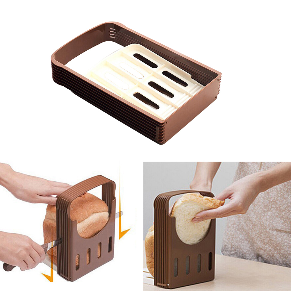 Práctico plástico plegable pan Sandwich Skiving máquina cortador molde rebanador hogaza tostada Cortador Manual cortadores para cocina Gadget