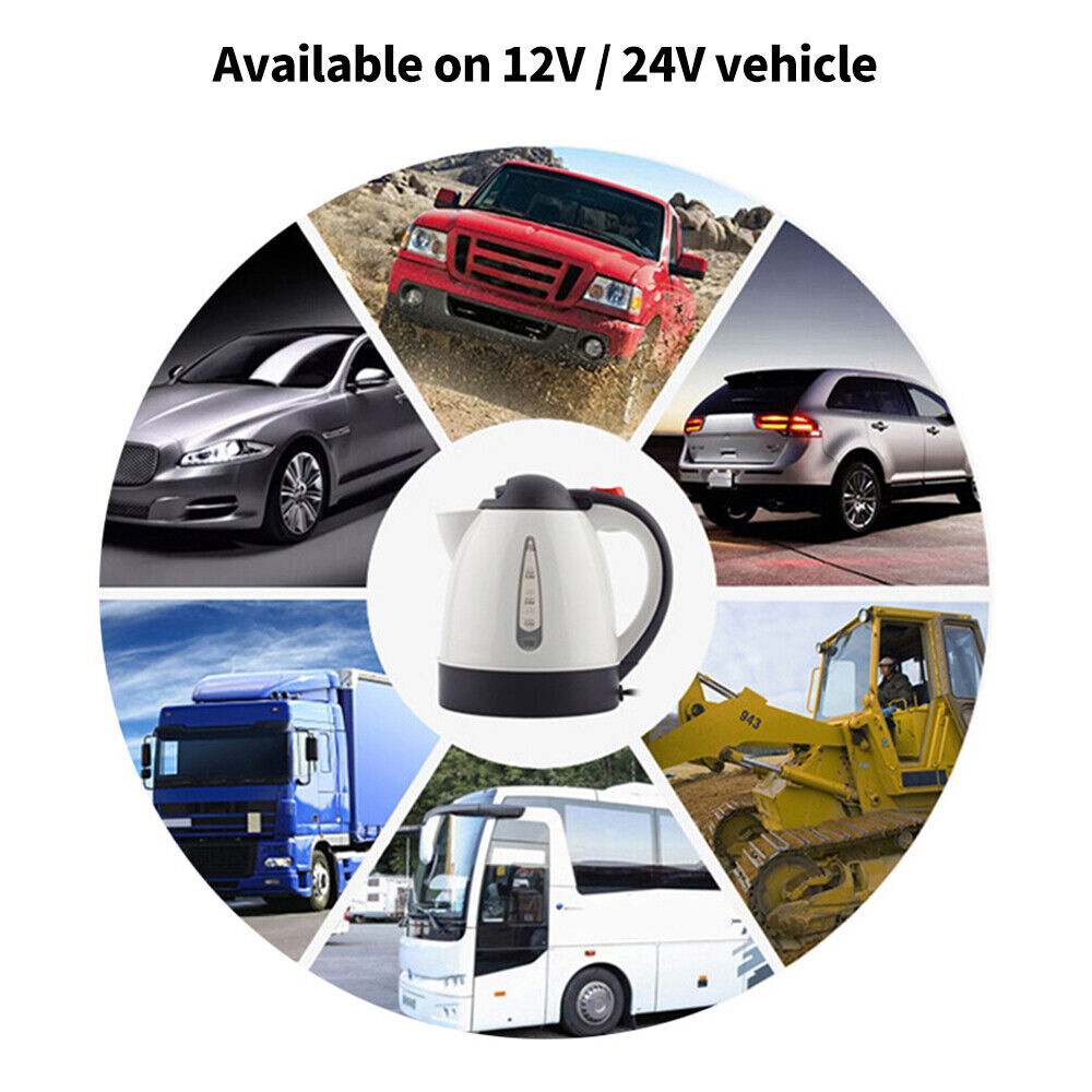 1000 ml- bils elkedel bil lastbil vandvarmer 250 w 12/24 v kaffekedel hurtigkogende til kaffe te drikkevarer til rejser hjem
