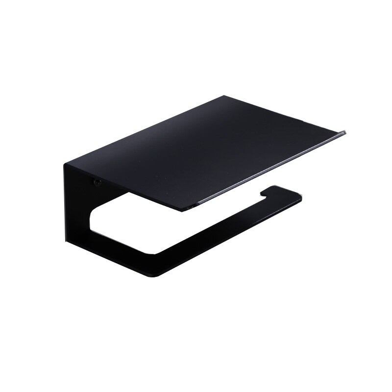 Toiletrolhouder Sanitair Papier Rolhouder Papieren Handdoek Houder Mobiele Telefoon Badkamer multifunctionele Planken: Black