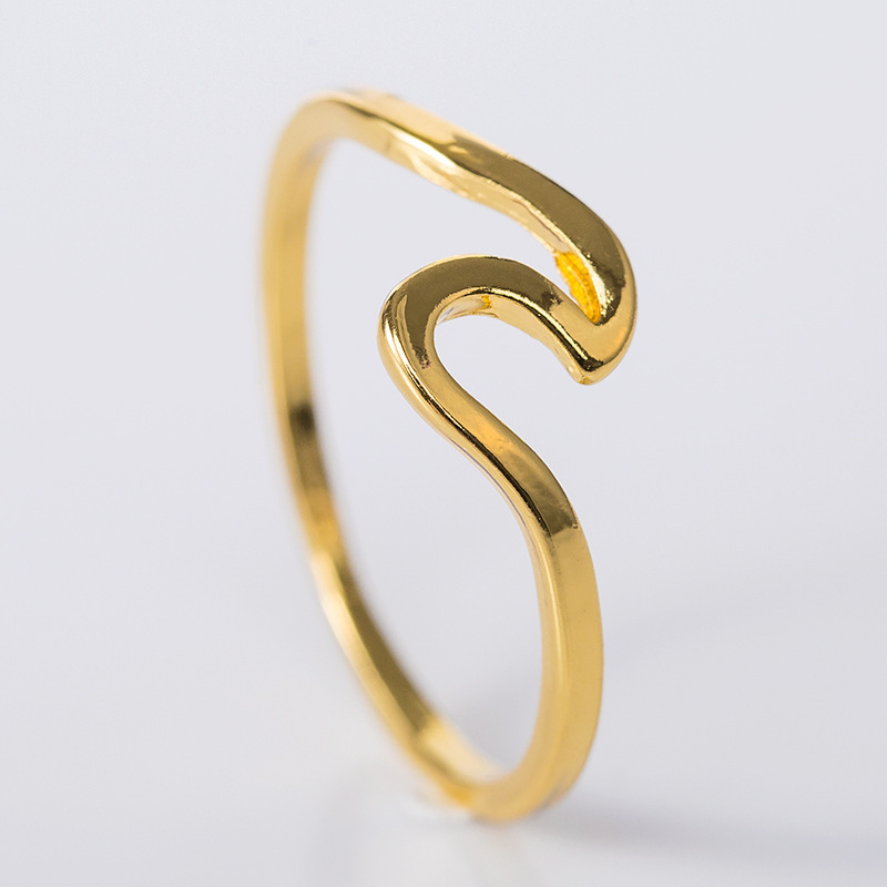 Stainless Steel Sea Gold Rose Gold Silver Color Wave Rings Ocean Surf Finger Jewelry Ocean Surf Ring for Women Surfer: 4 / green