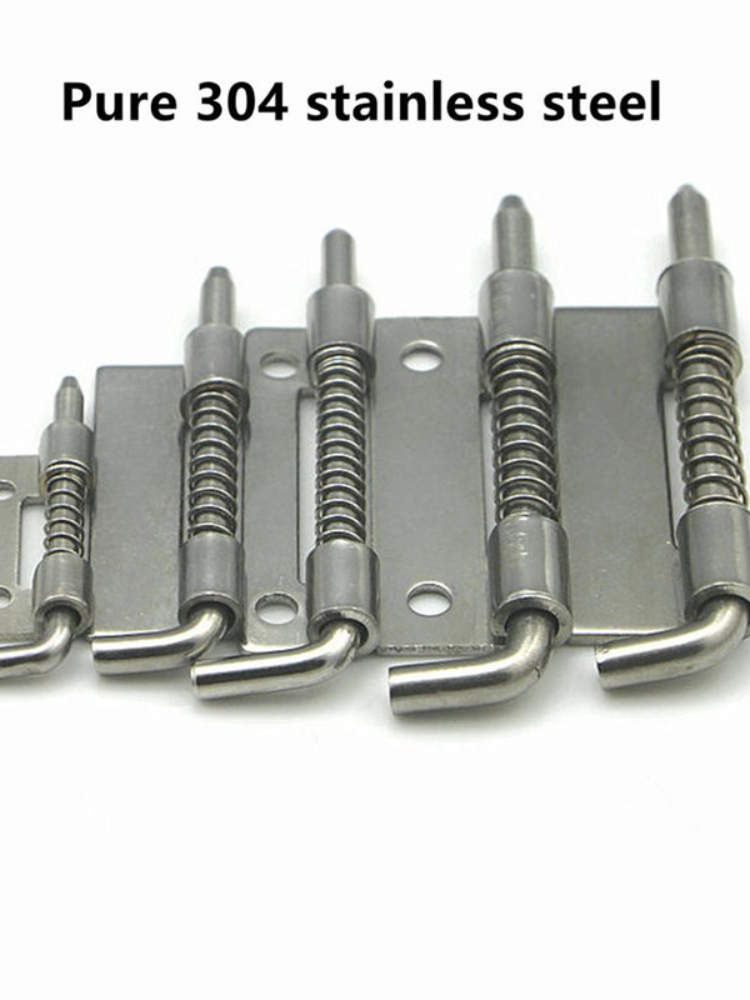 304 Stainless Steel Loaded Hinge Safety Spring Bolt Barrel Latch for Industrial Welding Distribution Cabinet Hardware
