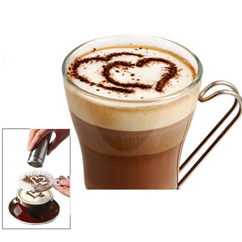 Plantillas de café con pulverizador de espuma, plantilla para decorar café, pastel, dibujo de café, molde de capuchino, herramientas de tamiz en polvo, 16 Uds.