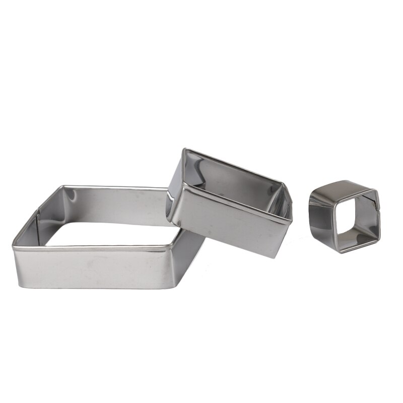 3Pcs/Set Plaque Cutter Cookies Frame Cake Oval Square Rectangle Fancy Stainless Mold