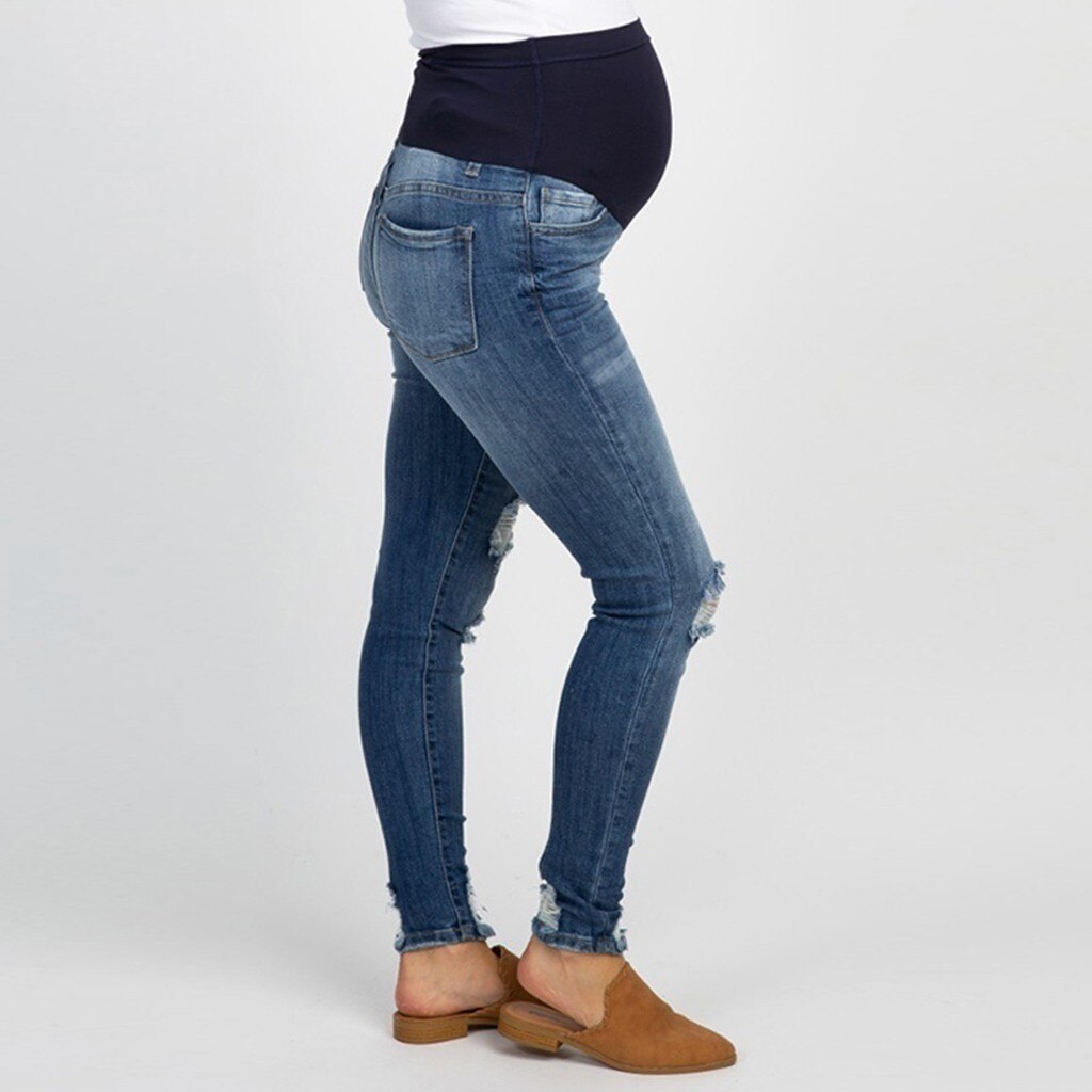 ARLONEET Pregnant Women Belts Waist stretch pants Ripped Jeans Maternity Pants Trousers denim Prop Support Belly Legging CN06