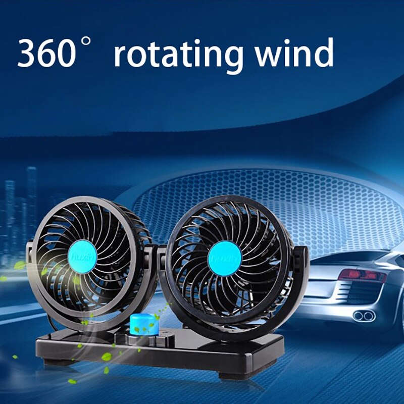 12V Car Fan with 360 Degrees Rotatable and 2 Speed, for Vehicle Car Truck SUV RV ATV Boat