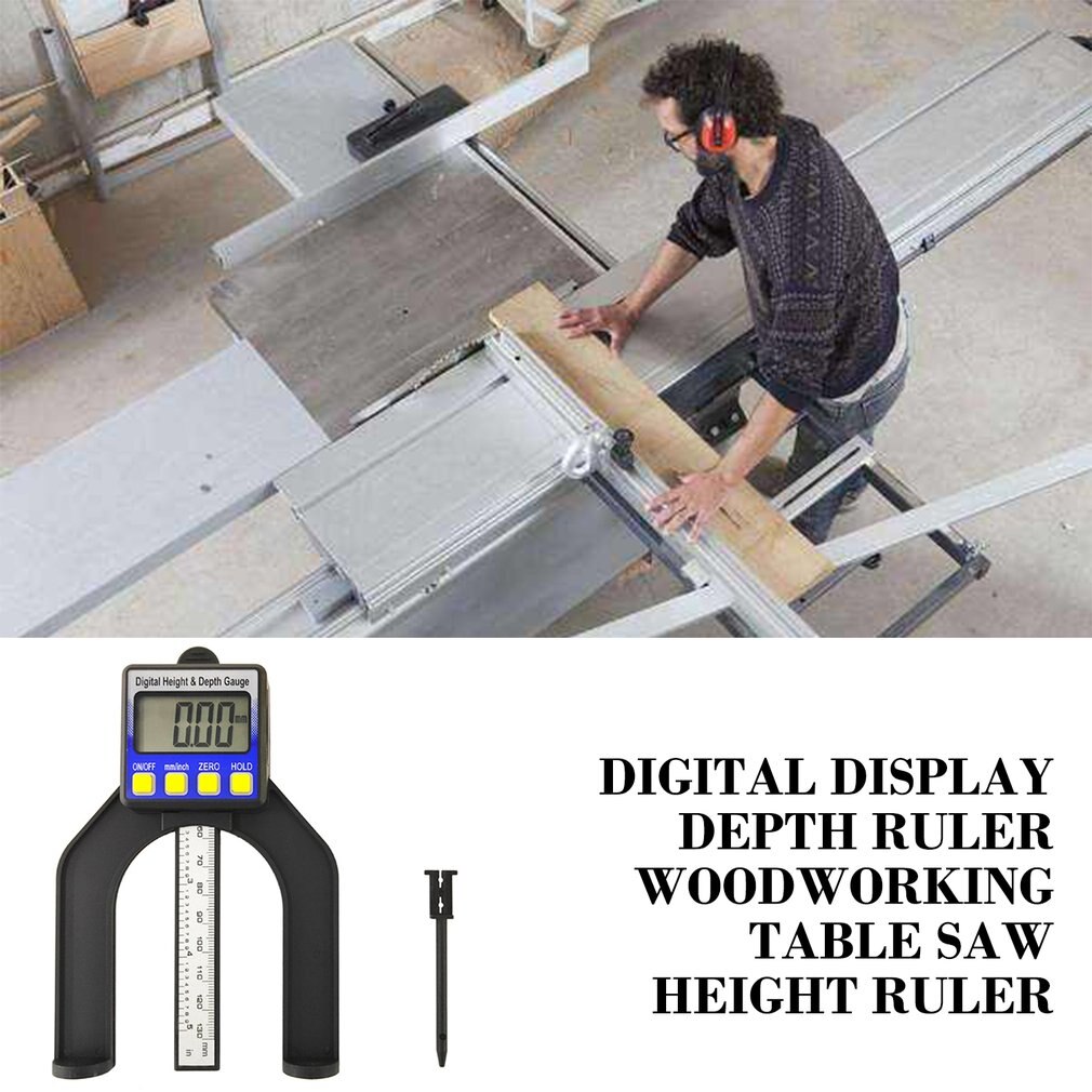 Digital Height Gauge Table Saw Depth Gauge with Three Measurement Units Locking Screw For Woodworking Router Table 80mm