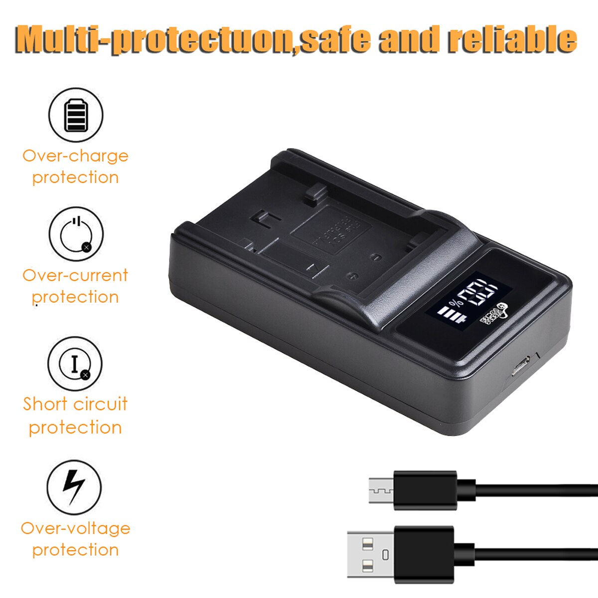 Batteria NPFH70 NP-FH70 + caricatore USB portato per Sony NP-FH30 NP-FH40 NP-FH60 NP-FH50 serie NP-FH70 HDR-XR: 1 caricabatterie