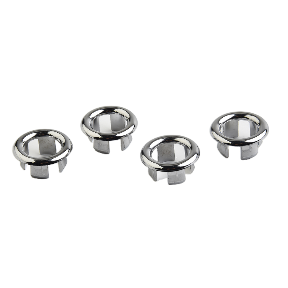 Anillos de cubierta de desbordamiento de fregadero, tapa de drenaje redonda con agujero cromado de plástico ABS, accesorios de repuesto para lavabo de cocina y baño, 4 Uds.