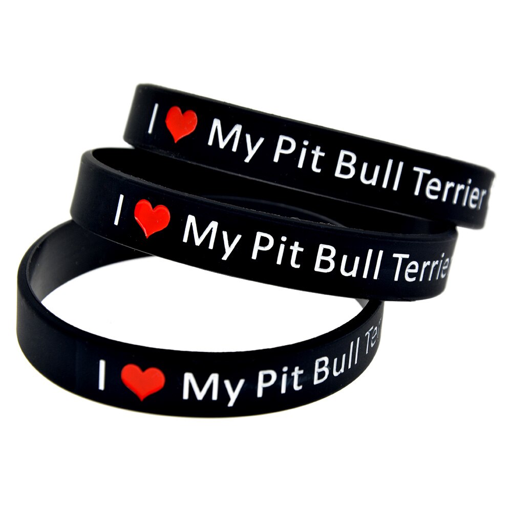 OBH – Bracelet en caoutchouc de Silicone noir, 1 pièce, I Love My Pit Bull Terrier