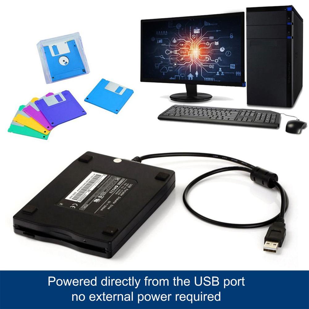 3.5 inch 1.44MB FDD Disk Black USB External Drive Portable Floppy Disk Drive Diskette FDD For Laptop Desktop PC