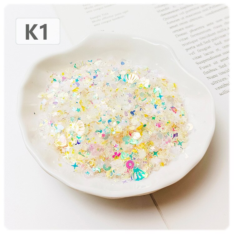 20g 3mm-8mm Sequins PVC Flat Five-pointed Star Heart Shell Mixed Loose Sequin Paillettes Sewing Craft DIY Scrapbooking: K1