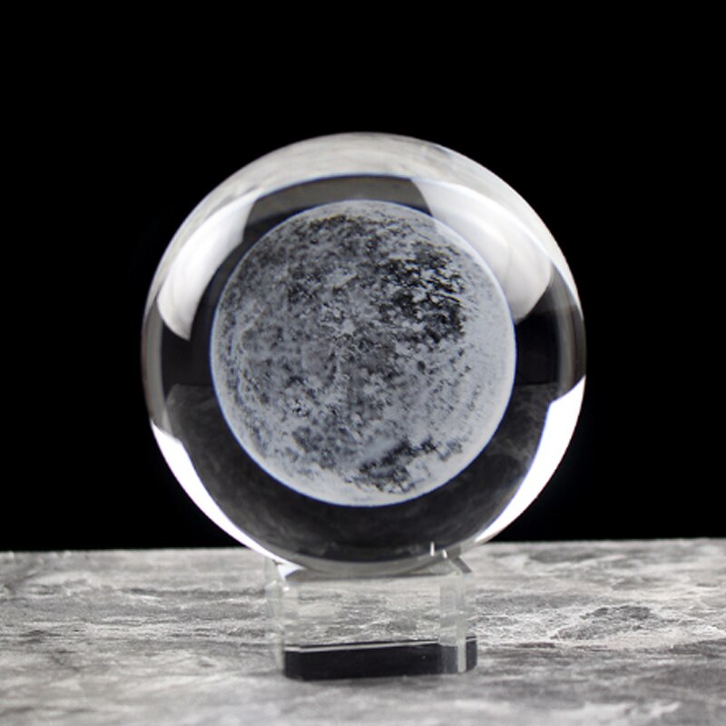 3D Moon Model Crystal Ball Astronomy Sphere Decorative Ball Planets Glass Ball Sphere Decorative Miniature Model Ball