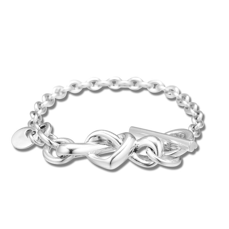 Verknotet Herz Armbinde Schmuck 925 Sterling Silber Armbänder für Frauen & Männer Liebe Zeichen Charme Armbänder Schmuck