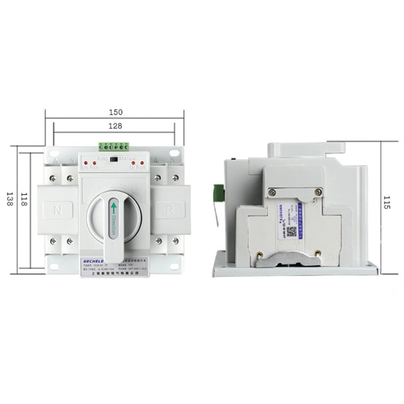 Dual Power Automatic Transfer Switch 2P63A Switch Gear Switch Cb Class Ats Home Single Phase 220V