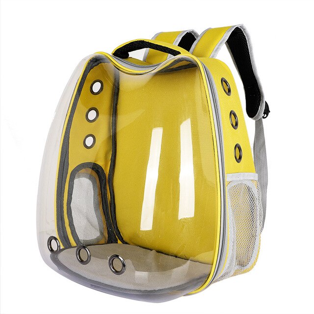 Cute Cat Carrier Bag Breathable Transparent Small Pet Carrier Dog Cat Backpack Outdoor Travel Pet Carrying Space Capsule: Blank Yellow