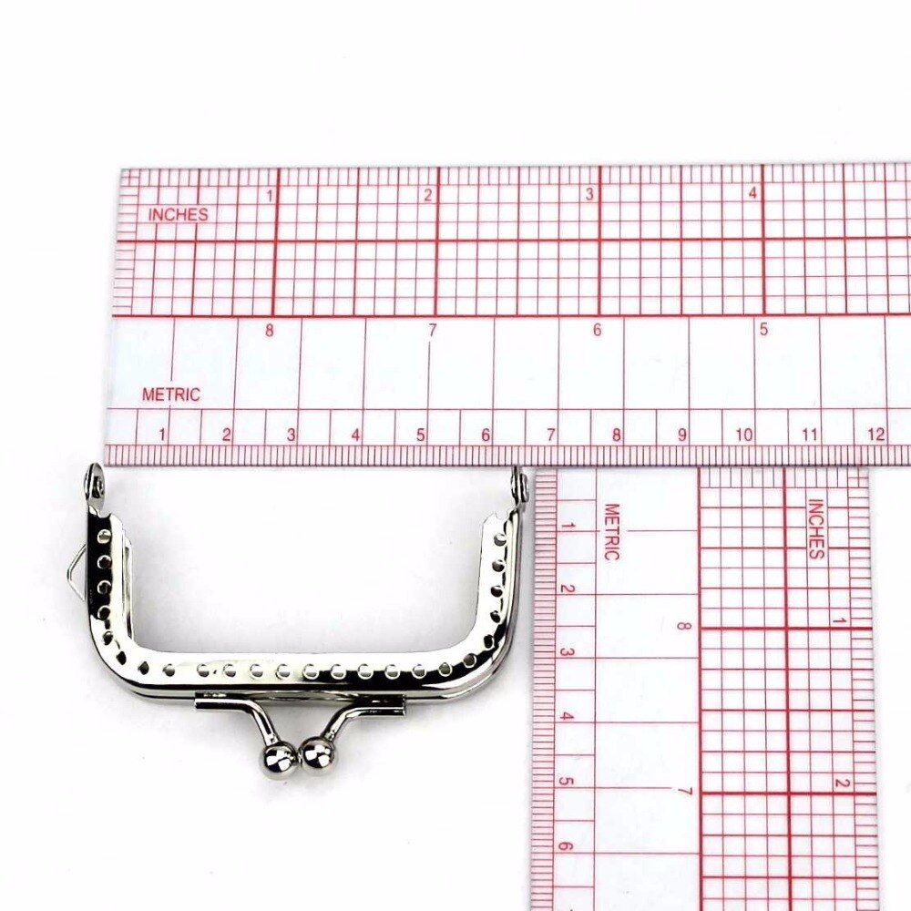 5 pcs/lot 5 sizes Square Glossy Silver basic Metal Purse Frame Kiss Clasp Lock DIY Bag Accessories 6.5/8.5/10.5/12.5/15.5CM